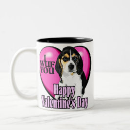 Caneca De Café Em Dois Tons Beagle I Wuf You