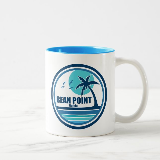 Caneca De Café Em Dois Tons Bean Point Beach Palm Tree Birds, Flórida (Direita)