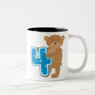Caneca De Café Em Dois Tons Bear 4º aniversário Camisetas e presentes