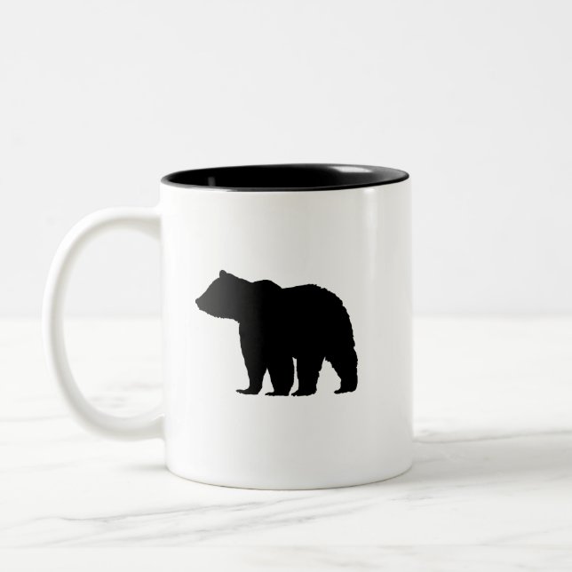 Caneca De Café Em Dois Tons Bear Black Silhouette Mountain Living (Esquerda)