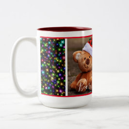 Caneca De Café Em Dois Tons Beary Christmas (preto com luzes de natal)