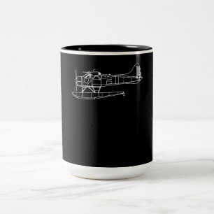 Caneca De Café Em Dois Tons Beaver No Avião Do Mar Flutuante Piot Engraçado Pr
