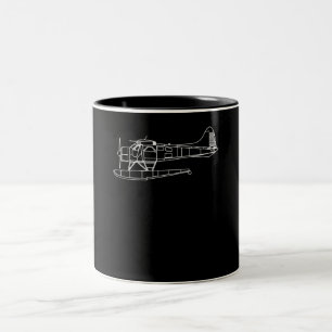 Caneca De Café Em Dois Tons Beaver No Avião Do Mar Flutuante Piot Engraçado Pr