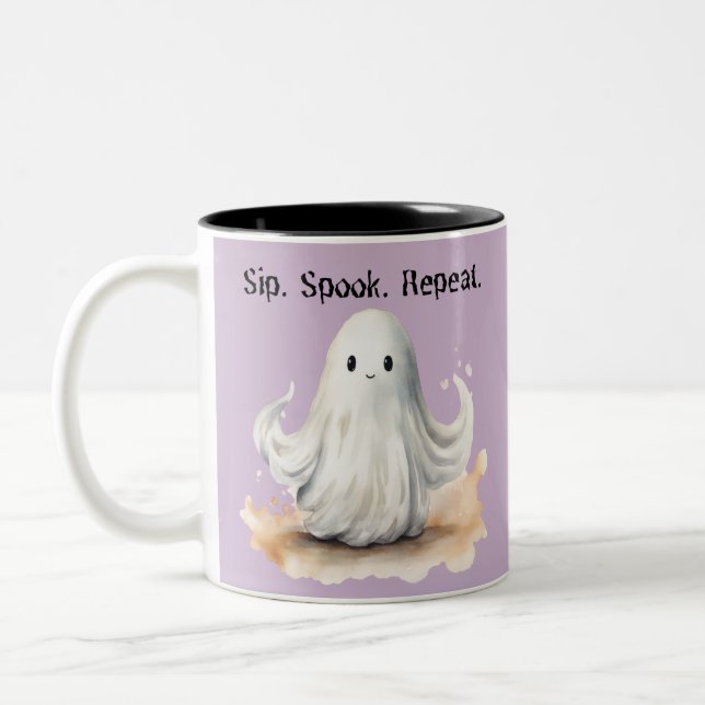 Caneca De Café Em Dois Tons Beba Espanto Repita Diversão Assustadora e Assombr (Esquerda)