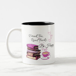Caneca De Café Em Dois Tons Beba os livros de leitura de chá Seja feliz, café