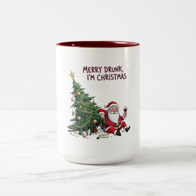 Caneca De Café Em Dois Tons Bêbado Alegre, Sou Papai Noel Natal (Centro)