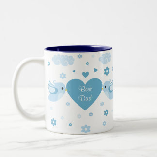 Caneca De Café Em Dois Tons Bebê azul do coração dos pássaros do amor
