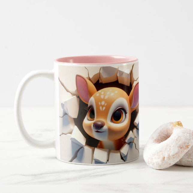 Caneca De Café Em Dois Tons Bebê Cachorro Quente De Cacau Em 3D (Com Donut)