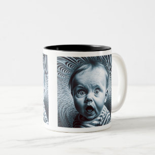 Caneca De Café Em Dois Tons Bebê de Arte Op, 2 Tons, 11 oz
