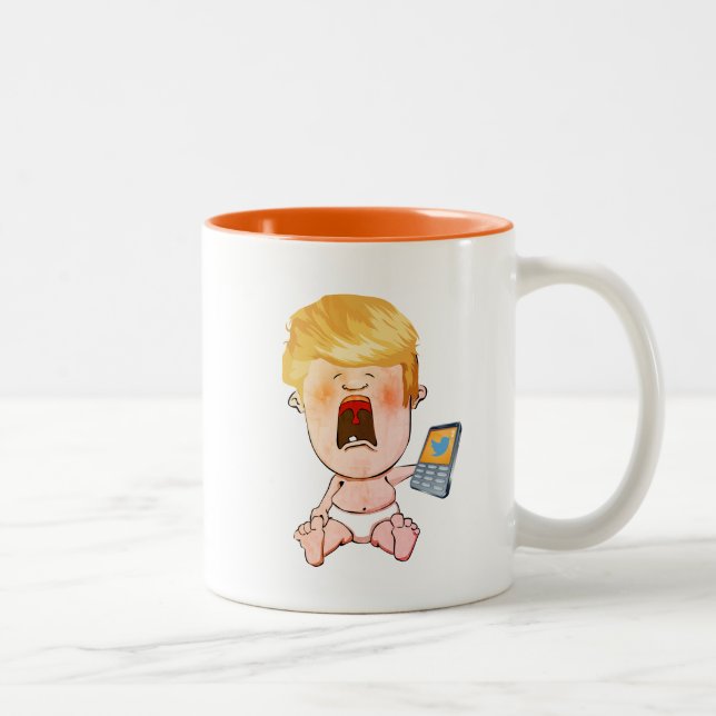 Caneca De Café Em Dois Tons Bebê de grito de Donald Trump (Direita)