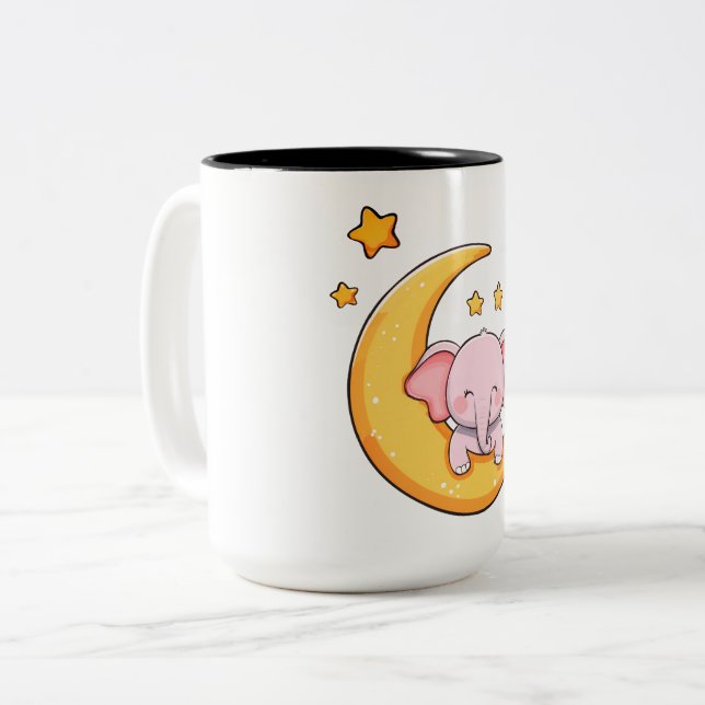 Caneca De Café Em Dois Tons Bebê elefante fofo (Frente Esquerda)