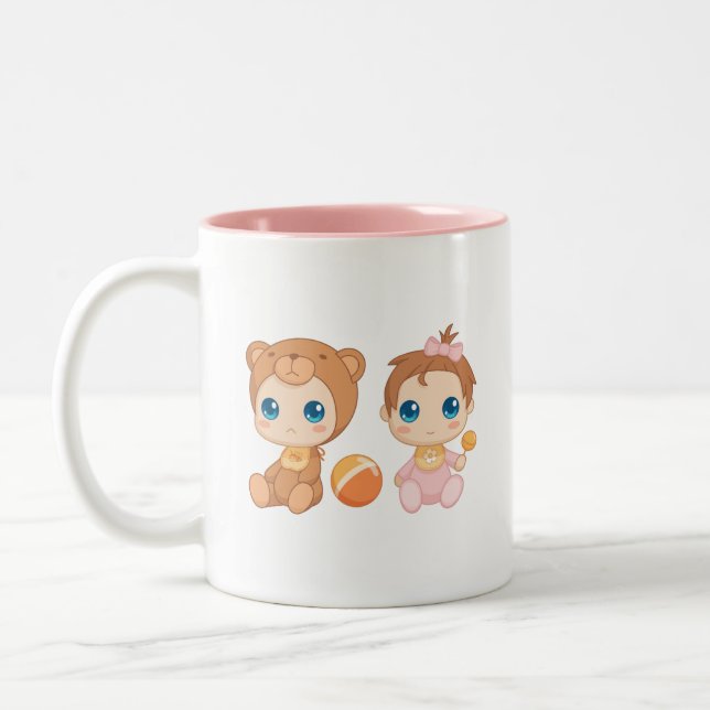 Caneca De Café Em Dois Tons Bebê Gêmeas Bear Jumpmacata (Esquerda)