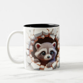 Caneca De Café Em Dois Tons Bebê-guaxinim-guaxinim-de-cacau quente