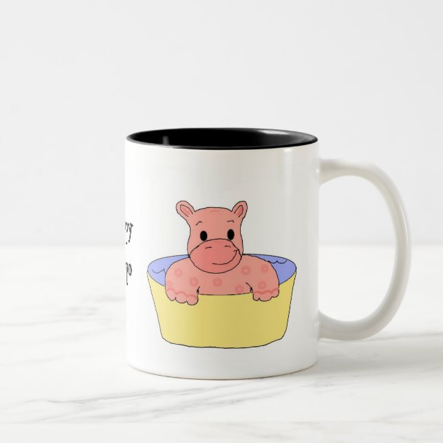 Caneca De Café Em Dois Tons Bebê Hipopótamo Feliz (Direita)