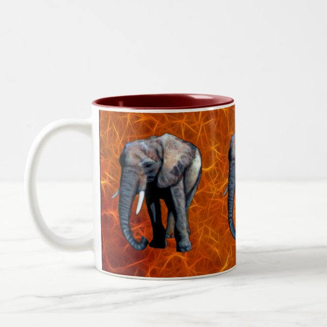 Caneca De Café Em Dois Tons Bebendo Mug, adepto da vida selvagem, de elefante  (Esquerda)