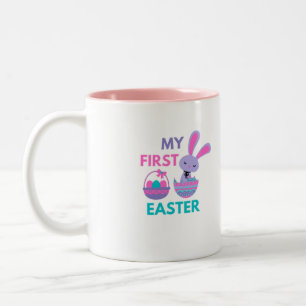 Caneca De Café Em Dois Tons Bebês Primeira Páscoa Coelho Engraçado Coffee Mug