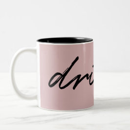 Caneca De Café Em Dois Tons "Bebida" de Script Minimalista, Cor-de-Rosa Esbran