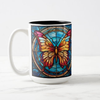 Caneca De Café Em Dois Tons Bebidas canhotas Manchas Borboleta de Vidro