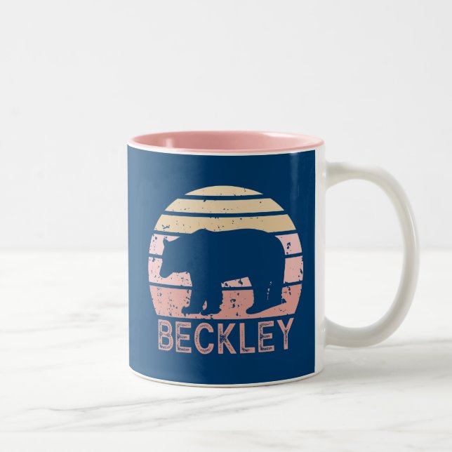 Caneca De Café Em Dois Tons Beckley West Virginia Retro Bear (Direita)