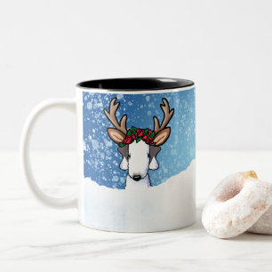 Caneca De Café Em Dois Tons Bedlington Reindeer Christmas — Mug de dois tons