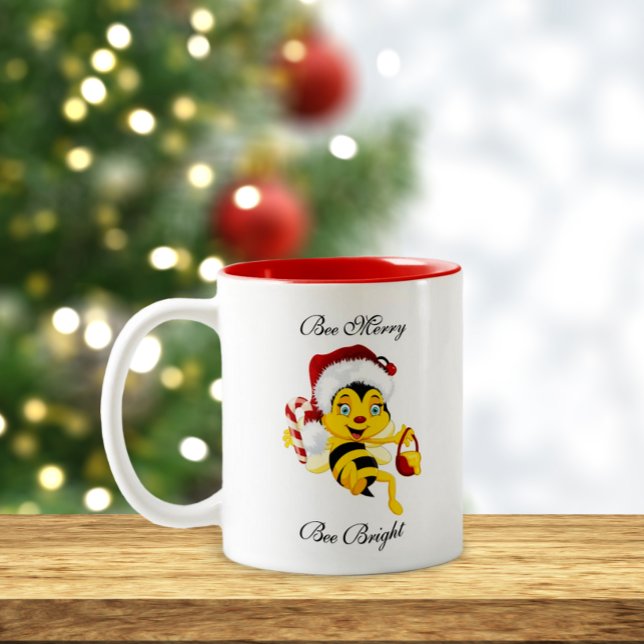 Caneca De Café Em Dois Tons Bee Felry Cartoon (Criador carregado)