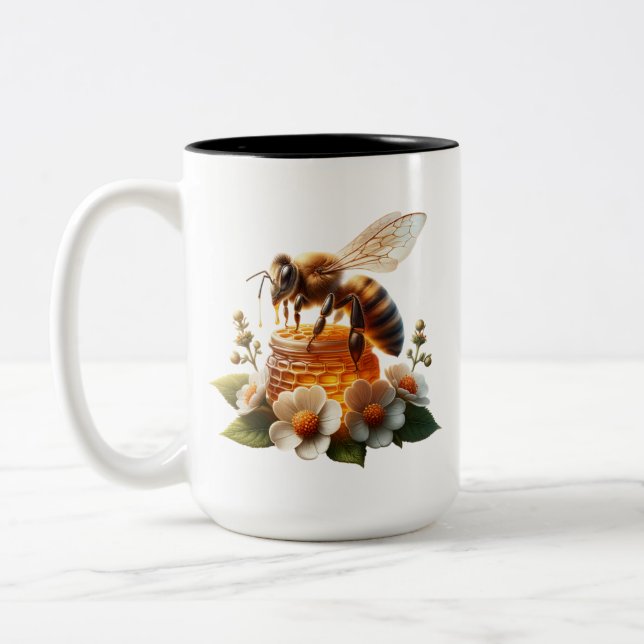Caneca De Café Em Dois Tons Bee My Honey | Doce Presente Romântico (Esquerda)