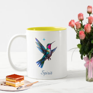 Caneca De Café Em Dois Tons Beija-flor Elegante e Letra em Branco