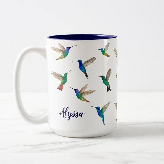 Caneca De Café Em Dois Tons Beija-flores personalizados (Esquerda)