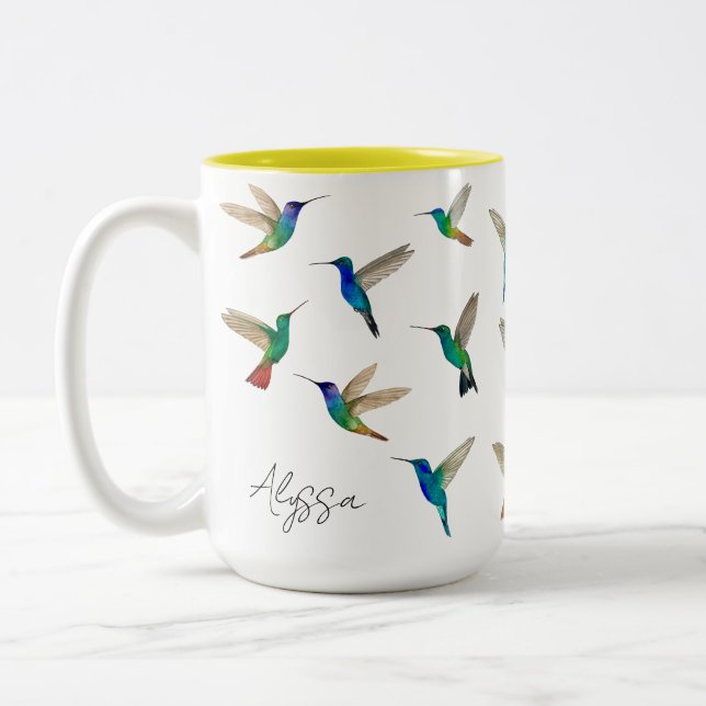 Caneca De Café Em Dois Tons Beija-flores personalizados (Esquerda)