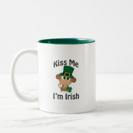 Caneca De Café Em Dois Tons Beije-me, sou irlandês! Macaco
