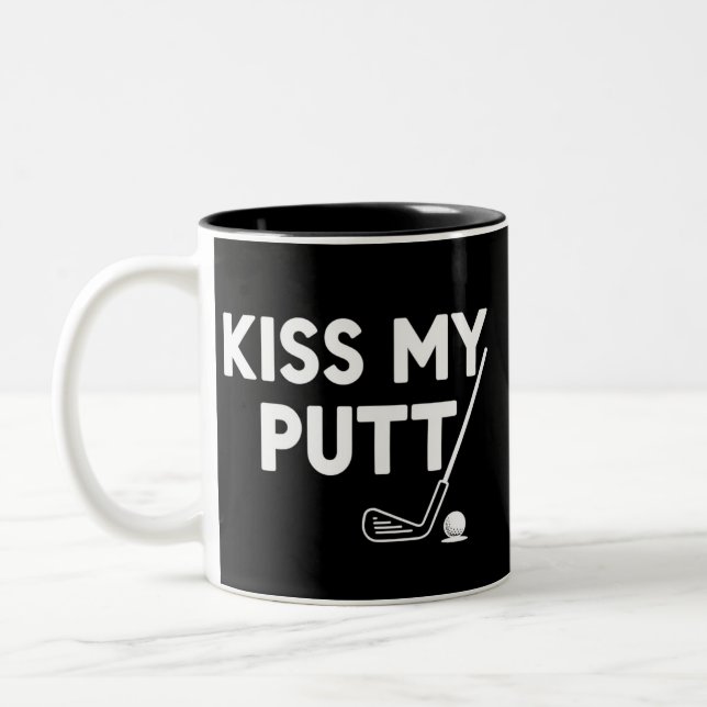 Caneca De Café Em Dois Tons Beije Meu Putt Golfe Piadas Engraçadas Golfe Sarcá (Esquerda)
