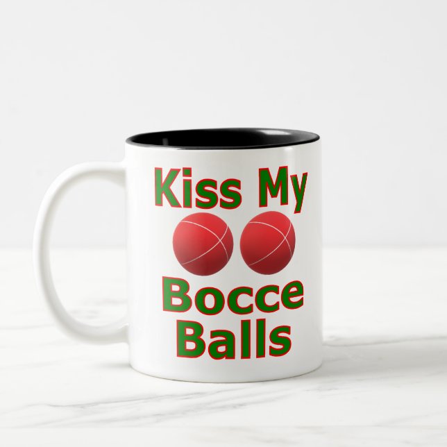 Caneca De Café Em Dois Tons Beije Minhas Bolas de Bocce (Esquerda)