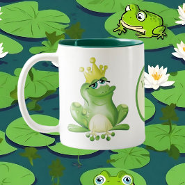 Caneca De Café Em Dois Tons Beijos engraçados de sapo adicionam texto