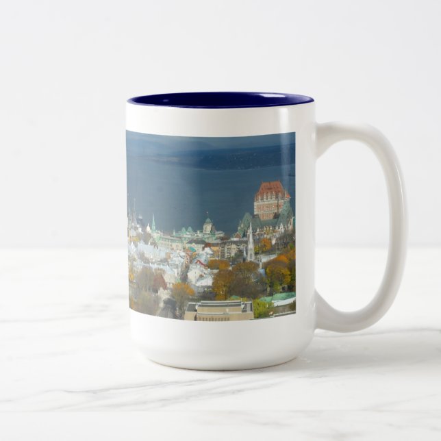 Caneca De Café Em Dois Tons Beira-rio de Cidade de Quebec Canadá (Direita)