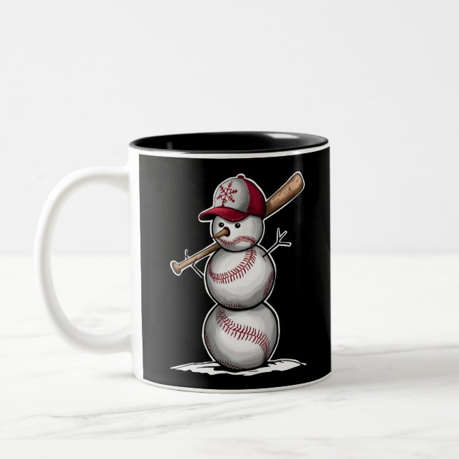 Caneca De Café Em Dois Tons Beisebol Snowman Balls Snow Natal Presente no Nata (Esquerda)