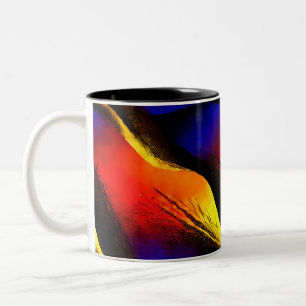 Caneca De Café Em Dois Tons Bela Abstrato de Arte em Fundo Escuro
