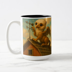 Caneca De Café Em Dois Tons Bela arte de fantasia engraçada hippogriff de olho