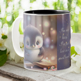 Caneca De Café Em Dois Tons Bela Bebê Pinguim Lendo Livro Engraçado Cotação Pe