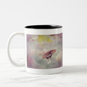 Caneca De Café Em Dois Tons Bela Borboleta