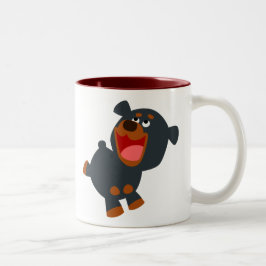 Caneca De Café Em Dois Tons Bela Brincadeira Bebê Rottweiler