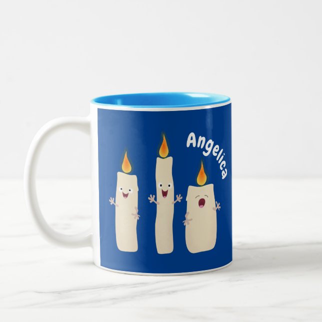 Caneca De Café Em Dois Tons Bela canção de cantar trio de vela (Esquerda)