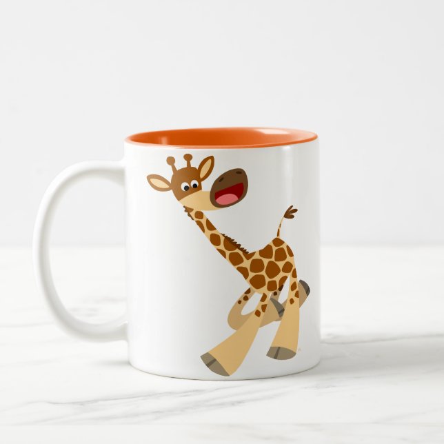Caneca De Café Em Dois Tons Bela Cartoon Ambling Giraffe Mug (Esquerda)