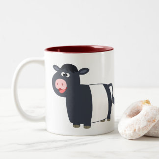 Caneca De Café Em Dois Tons Bela e Feliz Cartoon Abaixo da Vaca Galloway