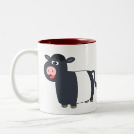 Caneca De Café Em Dois Tons Bela e Feliz Cartoon Abaixo da Vaca Galloway