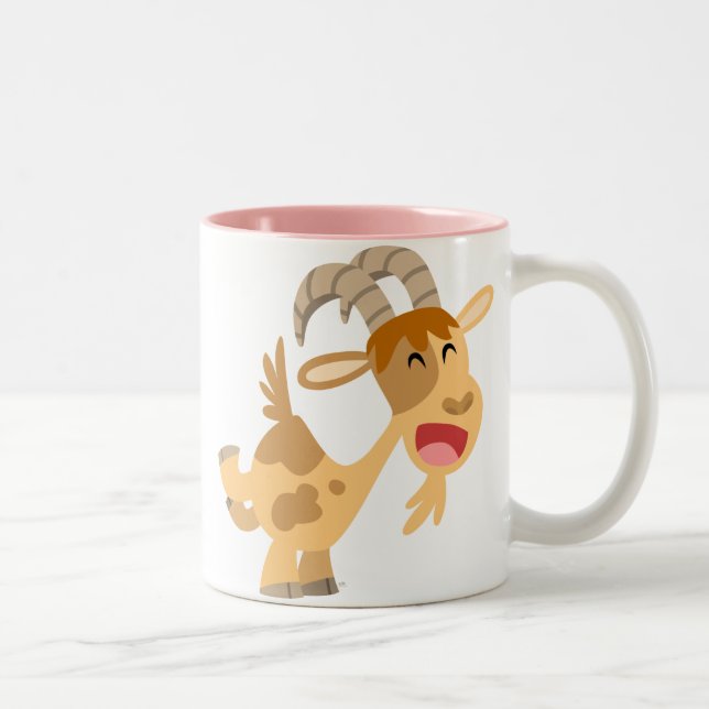 Caneca De Café Em Dois Tons Bela e Feliz Cartoon Goat Mousepad (Direita)