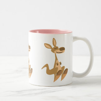 Caneca De Café Em Dois Tons Bela e Feliz Cartoon Kangaroo