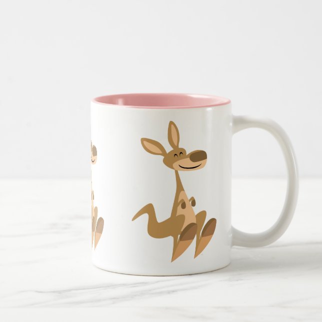 Caneca De Café Em Dois Tons Bela e Feliz Cartoon Kangaroo (Direita)