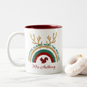 Caneca De Café Em Dois Tons Bela oferta de arco-íris de Natal