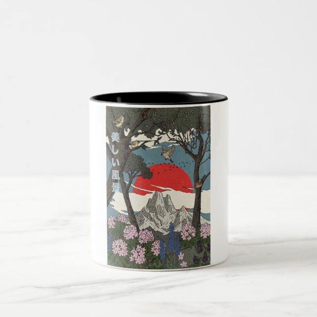 Caneca De Café Em Dois Tons Bela Paisagem Japonesa (Centro)