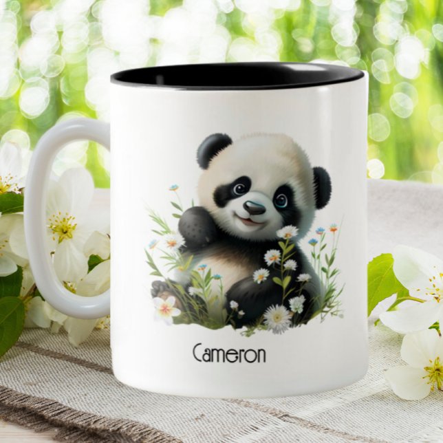 Caneca De Café Em Dois Tons Bela Panda Personalizada (Criador carregado)